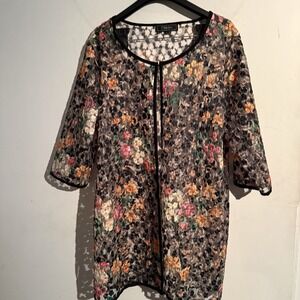 Minkas Large Mesh Sheer Floral Cardigan Fairy Cottagecore Boho Embroidered Artsy